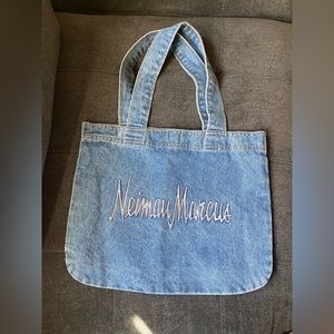 90’s 3-D Raised Signature Lettering Blue Denim Shoulder Bag